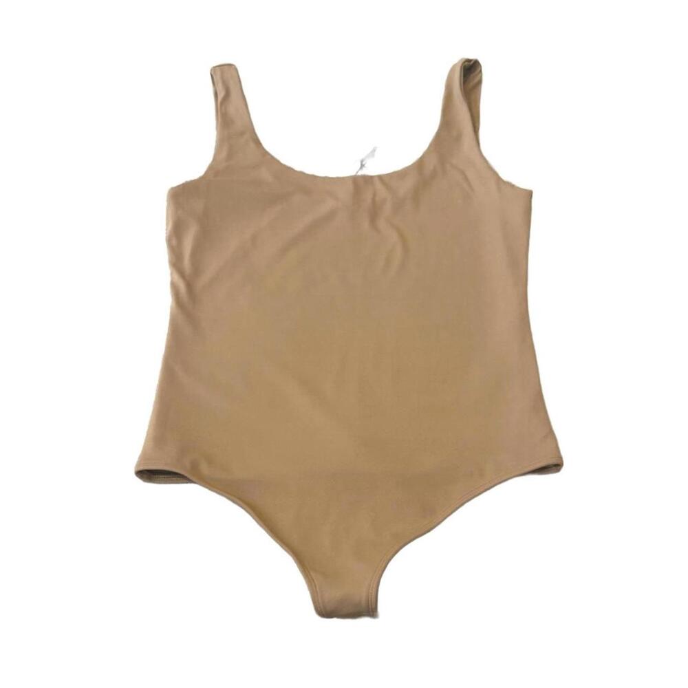 NWT Express Tan Body Contour Bodysuit Double Lined High Compression Size M
